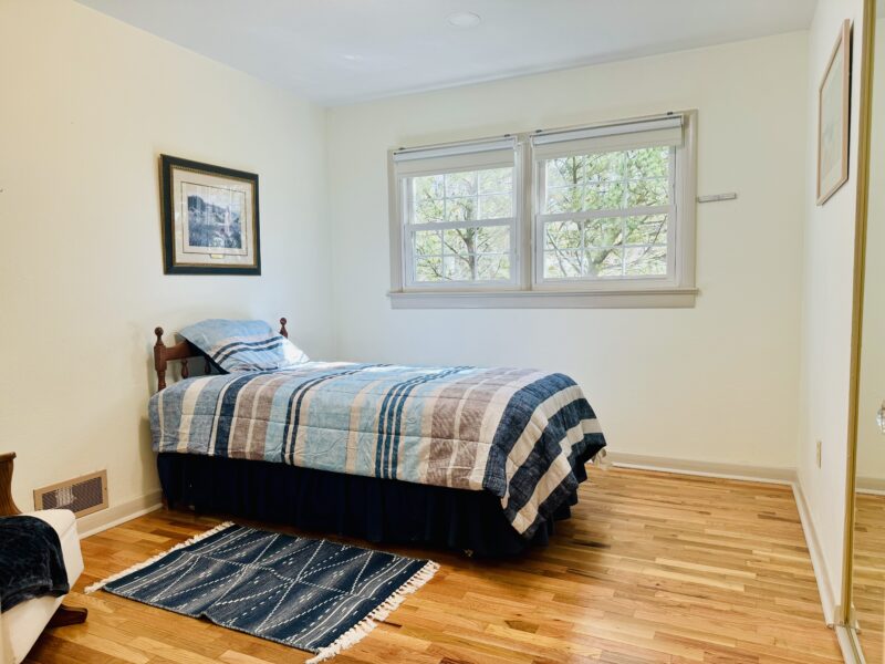 Cosy bedroom with windows