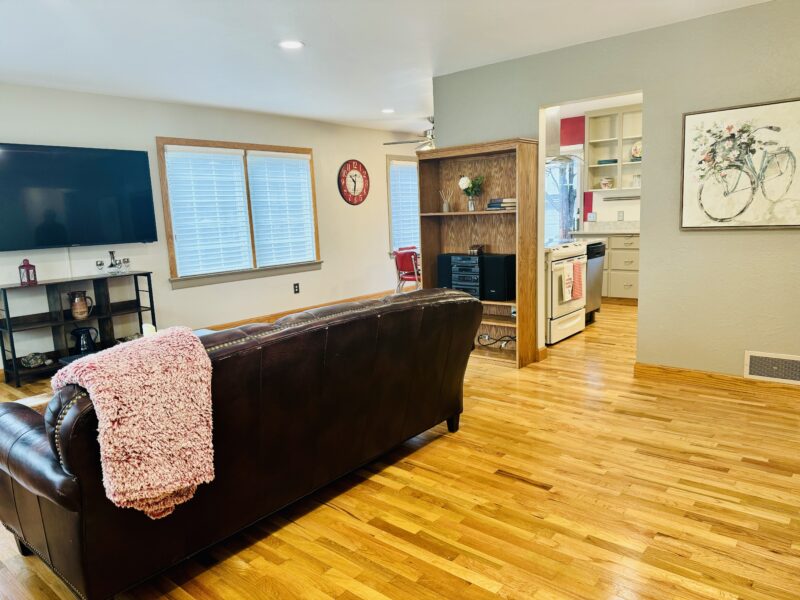 Large living room with gorgeous hardwood floors