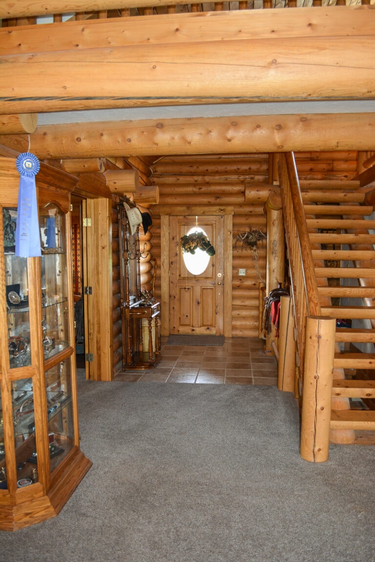 Entryway to log home